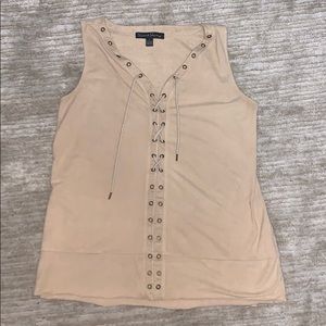 Tan lace up tank